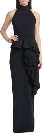 La Petite Robe Di Chiara Boni Ah Ruffled High-Neck Gown In Black