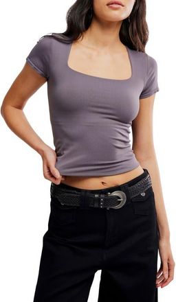 Free People Sunfade Clean Lines Baby T-Shirt in Iron at Nordstrom, Size Large/x-Large