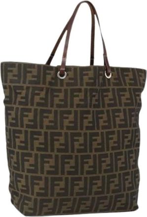Fendi Pre-owned Tote Bags, female, Brown, Size: ONE SIZE Pre-owned Vintage Zucca Canvas Hand Bag