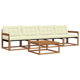 vidaXL Conjunto De Sof&aacute;s De Exterior Con Coj&iacute;n 5 Pcs Natural Y Crema Vidaxl