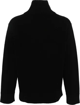 Laneus Fishermans Knit Wool-Angora Sweater - Black
