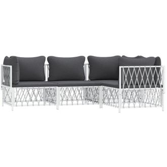 vidaXL Juego De Muebles De Jard&iacute;n 4 Piezas Y Cojines Acero Blanco Vidaxl