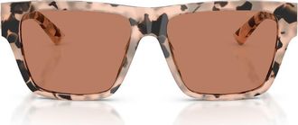 Jimmy Choo London 54mm Rectangular Sunglasses in Pink Havana /Dark Brown at Nordstrom