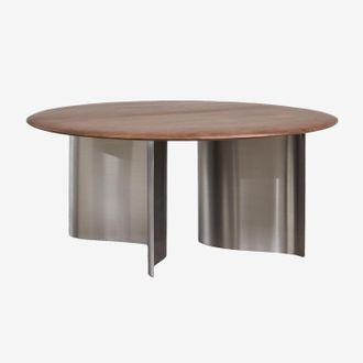 Sklum Mesa De Centro Redonda &Oslash;80 Cm En Madera De Mango Y Acero Inoxidable Marvion Sklum