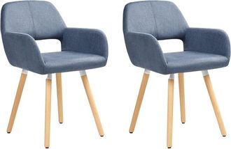 Beliani Beliani - Conjunto De 2 Sillas Tapizadas En Tela Azul Marino Con Patas De Madera Estilo Ecl&eacute;ctico Moderno Chicago