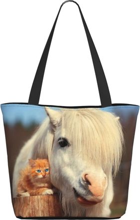 AOOEDM Cute-Cat And Horse Ladies Shopping Bag 13x11x7in.The Perfect ValentineS Day Gift.It Is The Best ValentineS Day Gift For Mom, Daughter, Wife,Etc