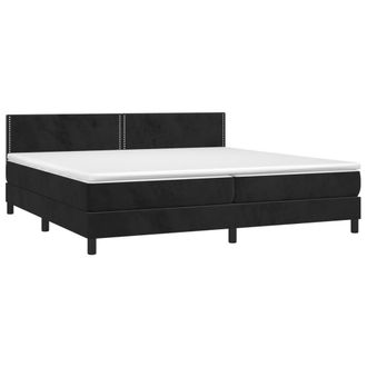 vidaXL Vidaxl - Cama Box Spring Colch&oacute;n Y Led Terciopelo Negro 200x200 Cm