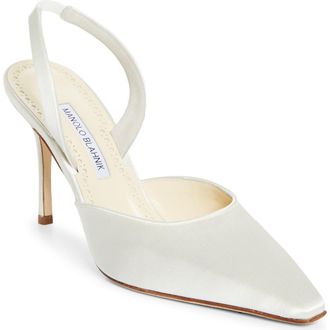 Manolo Blahnik Borelapla Slingback Pump in Light Cream at Nordstrom, Size 10.5Us
