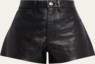 Re/Done Leather A-Line Shorts