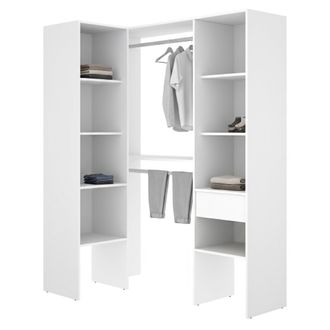 Dmora Armario Grande Calist, Dormitorio Modular, 8 Estantes, Perchero, 79x185h Cm Blanco