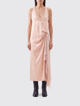 Maison Margiela Midi Slip Dress in Silk-Blend with Lace Inserts