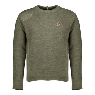 Moncler Maglione Girocollo in Lana - - Knitwear - Uomo - Verde - S