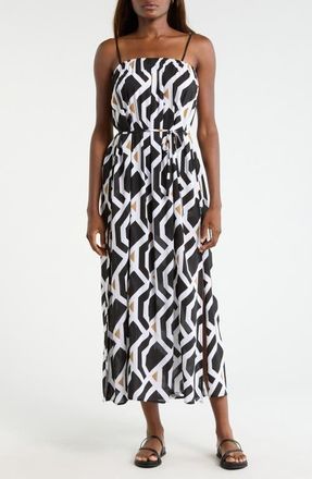 Sea Level Australia Tie Back Cover-Up Dress in Black Print at Nordstrom, Size X-Small