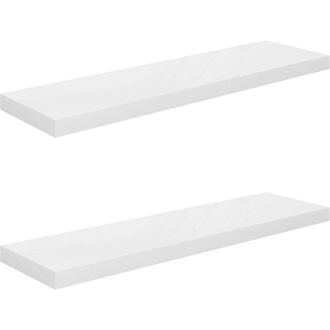 vidaXL Vidaxl - Estante Flotante De Pared 2 Uds Mdf Blanco Brillo 90x23,5x3,8cm