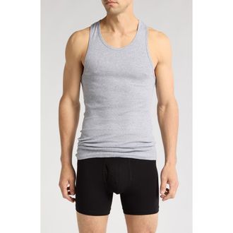 Nordstrom Rack Cotton 3-Pack Ribbed Tank Tops in White Multi at Nordstrom Rack, Size X-Large