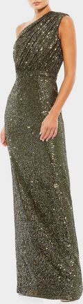 Mac Duggal Sequin One-Shoulder Column Gown