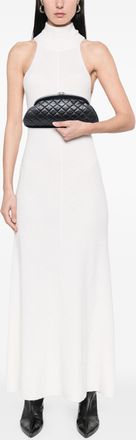 Chanel Pre-owned Womens Quilted Lambskin Timeless Kisslock Clutch - Black Leather - One Size