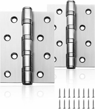 OEM [mai Usato]1 Paio Di Cerniere Per Porte Interne Ed Esterne Cromate Con Cuscinetti A Sfera, Colore Argento, 100 Mm, 10,2 Cm