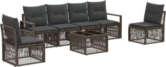 vidaXL Conjunto De Sof&aacute;s De Jard&iacute;n 7 Uds. Gris Rat&aacute;n Sint&eacute;tico Vidaxl