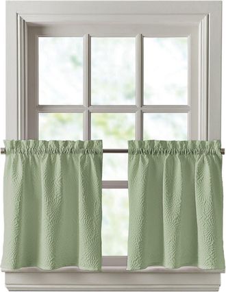 DKNY Chrysanthemum Set of 2 Floral Tier Curtains in Sage at Nordstrom, Size 24In