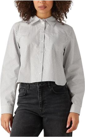 MY ESSENTIAL WARDROBE Blauwe Jeanmw Short Shirt Blouse - Dames - Overhemden - Wit - XS - Wol - Overhemden