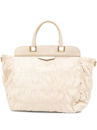 Prada 2010s Gaufre ruched tote bag - Neutrals
