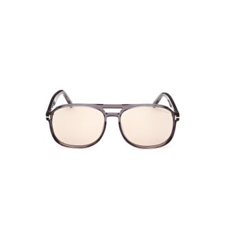 Tom Ford Translucent Grey Acetate Aviator Sunglasses With Metallic Detail