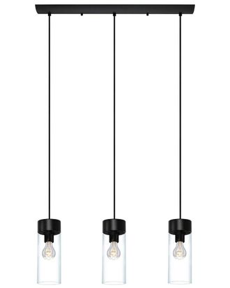 Eglo Eglo Montey 3 Light Linear Penadant With Matte Black Finish & Clear Glass Shades