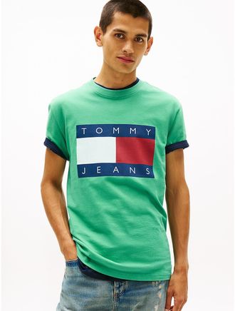 Tommy Hilfiger Mens Tommy Jeans Big Flag Logo T-Shirt - Green - 3XL