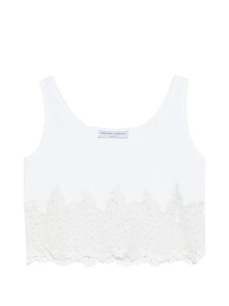 Ermanno Scervino White Lace Round Neck Top