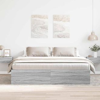 Berkfield Home Modern Bed Frame Grey Sonoma 180x200 cm Super King Size