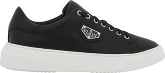 Philipp Plein Schoenen, unisex, Zwart, 35 EU, Leer, Lo-Top Sneakers Iconic Plein