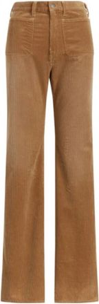 Polo Ralph Lauren Corduroy Flare Broek Jenn - Dames - Wijde Broeken - Bruin - XL - Katoen - Broeken
