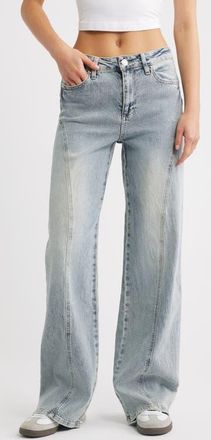 YMI Bella Seam Detail Wide Leg Jeans in Light Blue at Nordstrom, Size 13