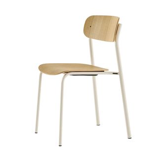 Thonet S 243 Stuhl, perlweiss RAL 1013 / Eiche klar lackiert