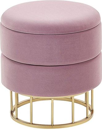 Beliani Beliani - Pouf Contenitore Rosa Imbottitura in Poliestere Base in Metallo Oro Elgin