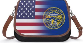 Generic US & Nebraska State Flag Fashion Womens Crossbody Bags Novelty Handbag Shoulder Bag Purse