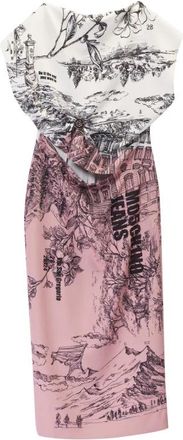Moschino Milano Print Jurk met Cut-Out - Dames - Casual kleedjes - Veelkleurig - M - Polyester - Kleedjes