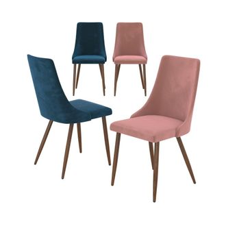 Rendez-Vous D&eacute;co Pack de 4 sillas de terciopelo azul y rosa