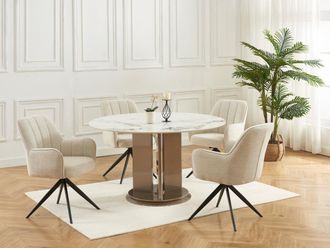 Pascal Morabito Sedia girevole con braccioli in Tessuto e Metallo Nero Panna - Lotto di 2 - LEJINA di PASCAL MORABITO