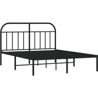 vidaXL Estructura Cama Sin Colch&oacute;n Con Cabecero Metal Negro 140x190 Cm Vidaxl