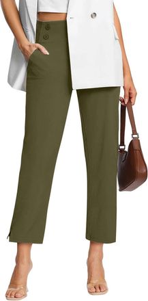 Generic Sports Leggings Women, UK Womens Stretch Suit Pants High Elastic Waist Straight Leg Work Trousers with Pockets A-Camouflage XL