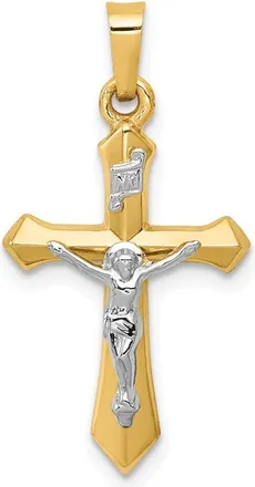 Diamond2Deal 14k Two-tone Gold Polished INRI Crucifix Pendant