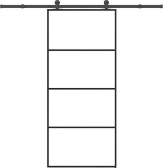 vidaXL Puerta Corredera Con Set Herrajes Vidrio Esg Aluminio 90x205 Cm Vidaxl