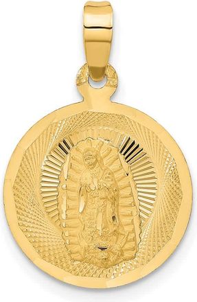 Diamond2Deal 14k Yellow Gold Diamond-cut Solid Our Lady Of Guadalupe Round Pendant
