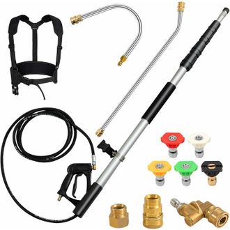 Costway Costway - Vara Telesc&oacute;pica De 550 Cm Para Hidrolavadoras, Kit De Extensi&oacute;n De Grado Comercial De 4000psi/281kgf/cm&sup2; Con 5 Boquillas De Rociado, 2 Adap