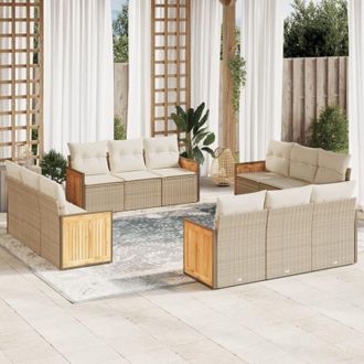 vidaXL Set De Sof&aacute;s De Jard&iacute;n 12 Pzas Y Cojines Rat&aacute;n Sint&eacute;tico Marr&oacute;n Vidaxl