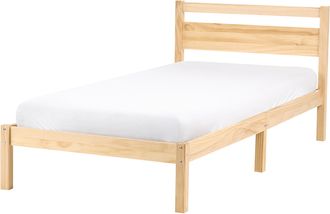 Beliani Cama Con Somier Estilo Minimalista De Madera De Pino 90 X 200 Cm Marr&oacute;n Claro Mercurer