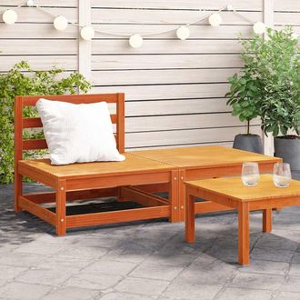 vidaXL Sof&aacute; Jard&iacute;n Sin Reposabrazos Con Reposapi&eacute;s Madera Pino Marr&oacute;n Vidaxl