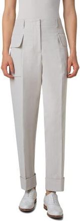 Akris Marley High Waist Cotton & Linen Twill Cargo Pants in Greige at Nordstrom Rack, Size 12